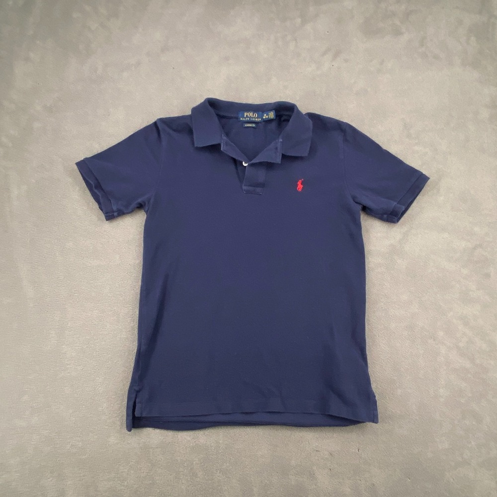 Polo Ralph Lauren Polo Shirt Boys M (10-12) Navy Performance Side Slit Pony Logo